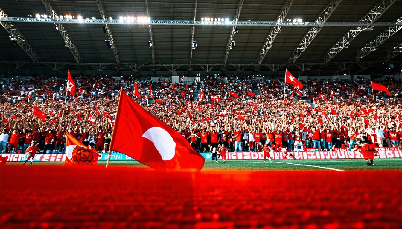 Fans celebrating during an Indonesian football tournament
